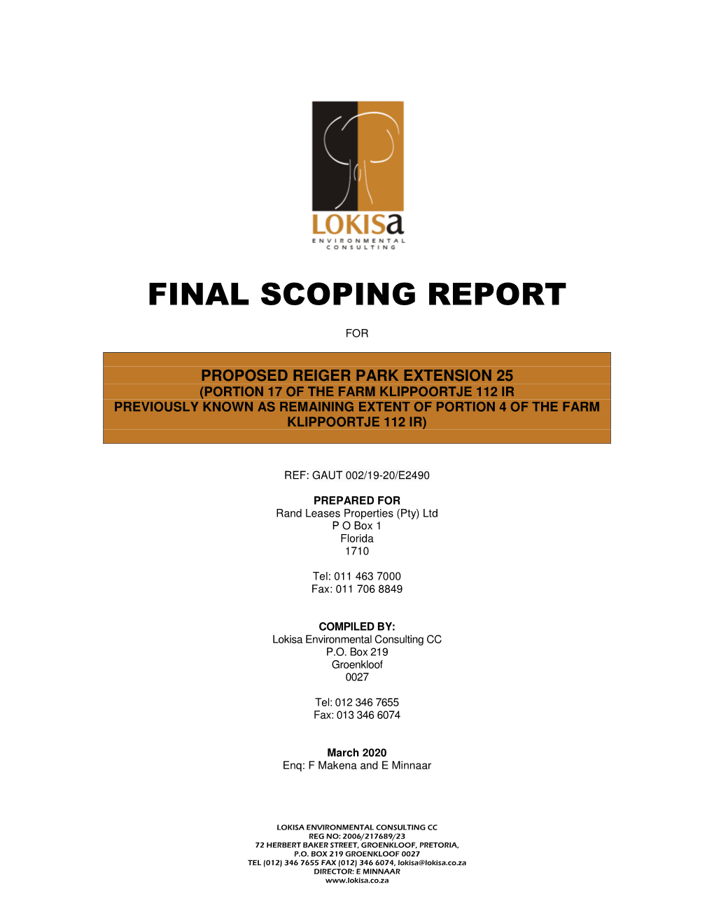 Reiger Park X 25 Final Scoping Report