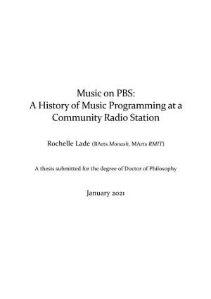 Music on PBS: a History of Music Programming at a Community Radio Station