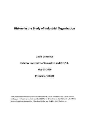History in the Study of Industrial Organization