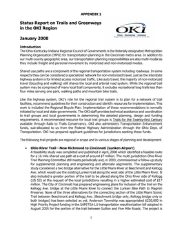 Status Report on Trails and Greenways in the OKI Region