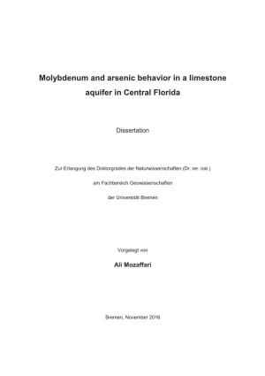 Molybdenum and Arsenic Behavior in a Limestone Aquifer in Central Florida