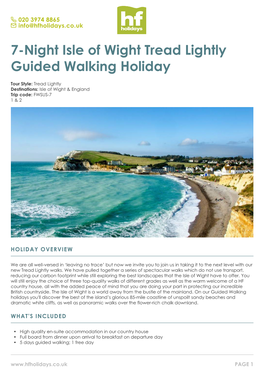 7-Night Isle of Wight Tread Lightly Guided Walking Holiday