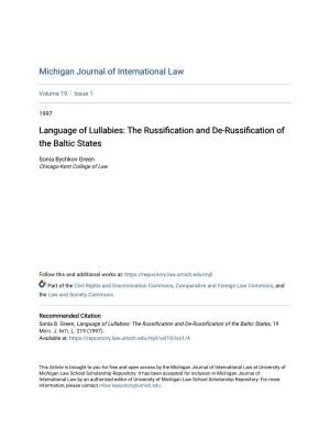 The Russification and De-Russification of the Baltic States