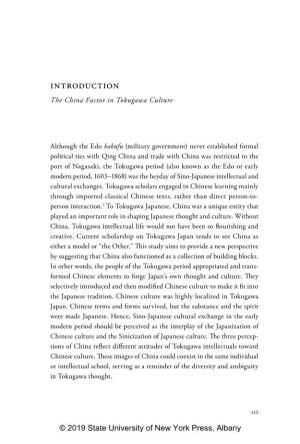 Introduction the China Factor in Tokugawa Culture