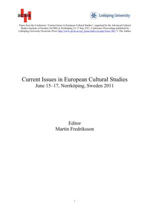 Current Issues in European Cultural Studies.Pdf