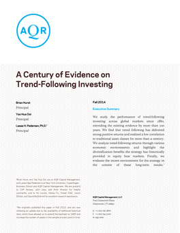 A Century of Evidence on Trend-Following Investing