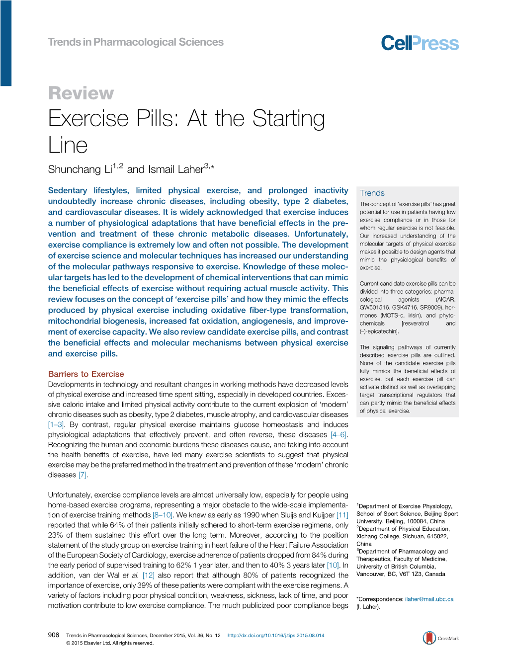 Exercise Pills: at the Starting Line