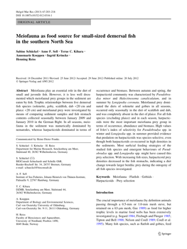Meiofauna As Food Source for Small-Sized Demersal Fish in The