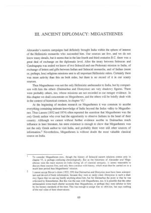 Itr. ANCIENT DIPLOMACY: MEGASTHENES