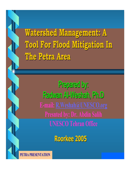 Watershed Management: a Tool for Flood Mitigation in the Petra Area