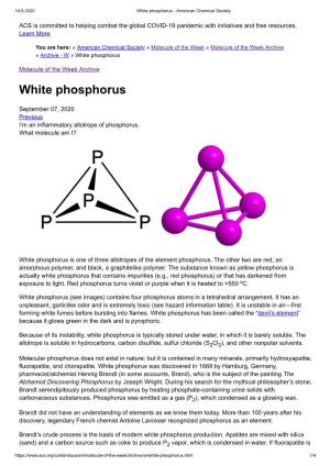 White Phosphorus - American Chemical Society
