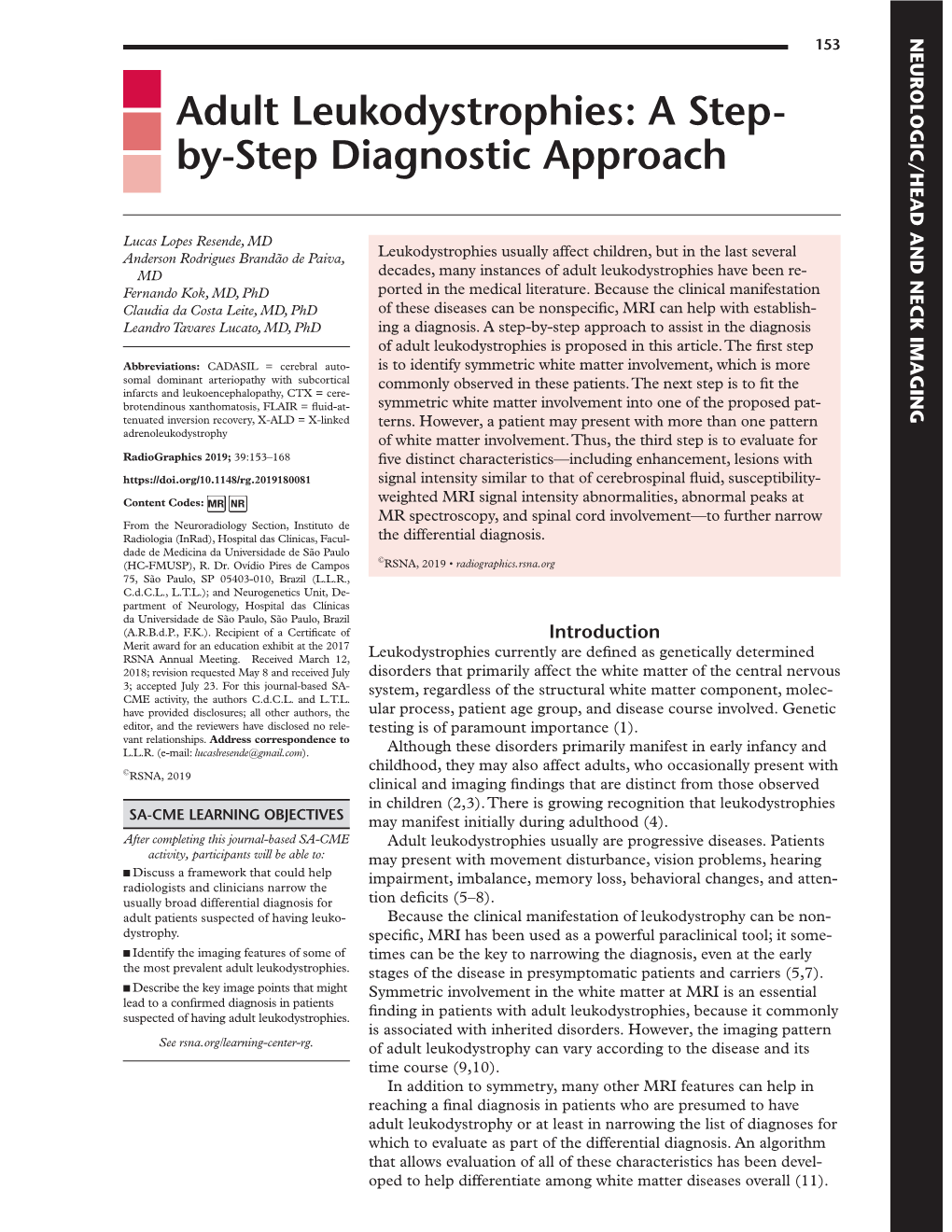 Adult Leukodystrophies: a Step- By-Step Diagnostic Approach