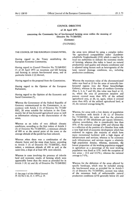 Concerning the Community List of Less-Favoured Farming Areas Within the Meaning of Land, Natural Drainage Conditions, Etc., Incl