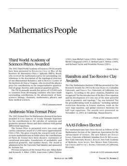 Mathematics People, Volume 51, Number 2