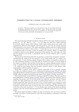 Introduction to a Small Cancellation Theorem