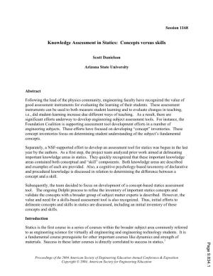 Knowledge Assessment in Statics: Concepts Versus Skills