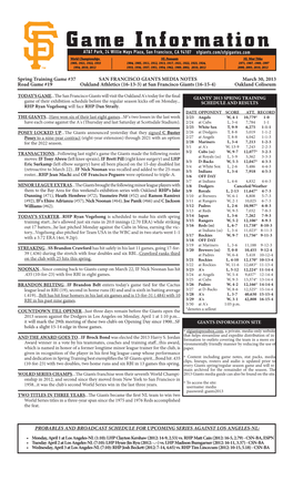 03-30-2013 Giants Game Notes
