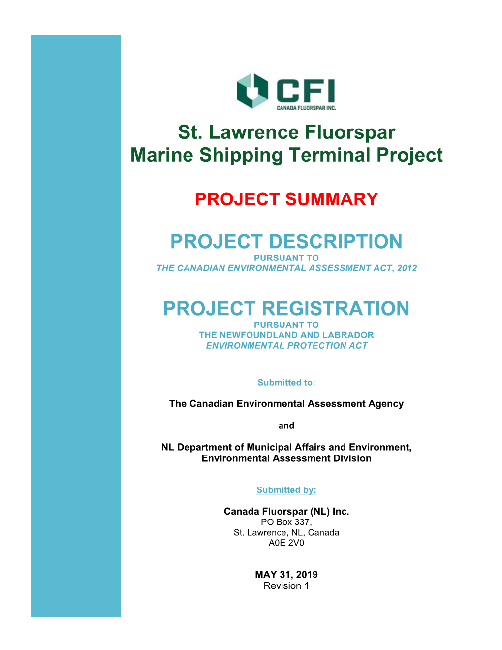 St. Lawrence Fluorspar Marine Shipping Terminal Project