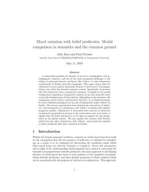 Mood Variation with Belief Predicates: Modal Comparison in Semantics and the Common Ground