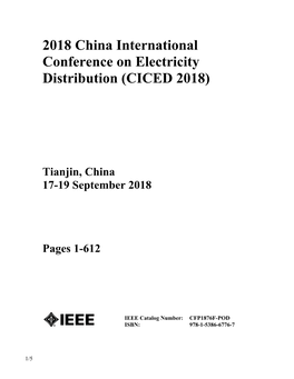 2018 China International Conference on Electricity Distribution (CICED 2018)