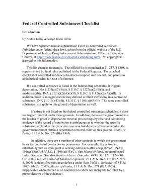 Federal Controlled Substances Checklist