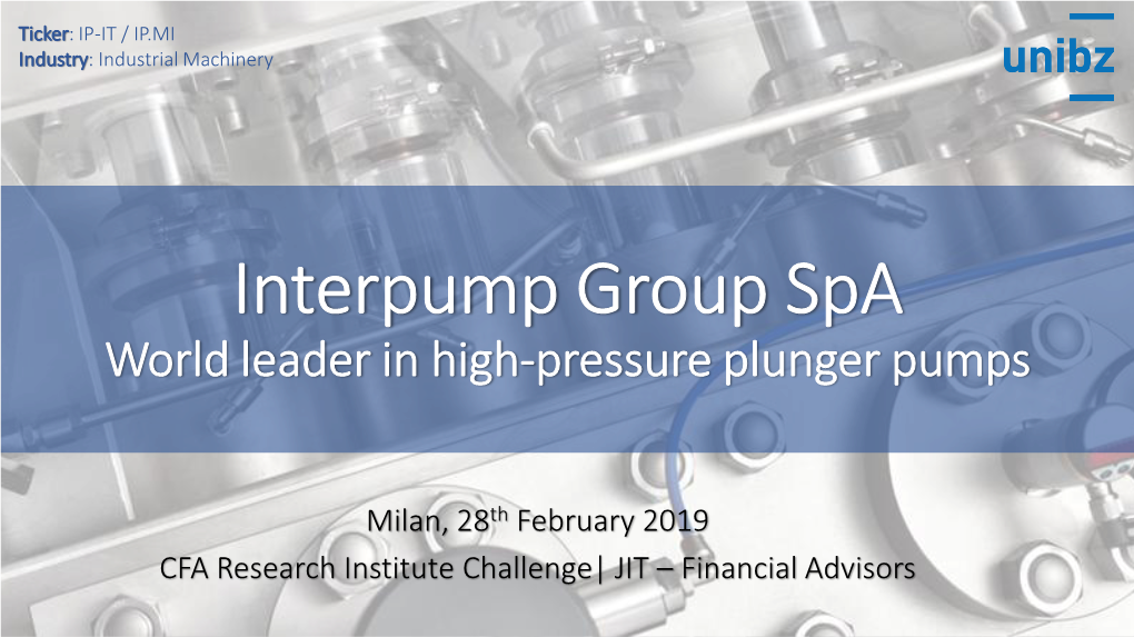 Interpump Group Spa World Leader in High-Pressure Plunger Pumps