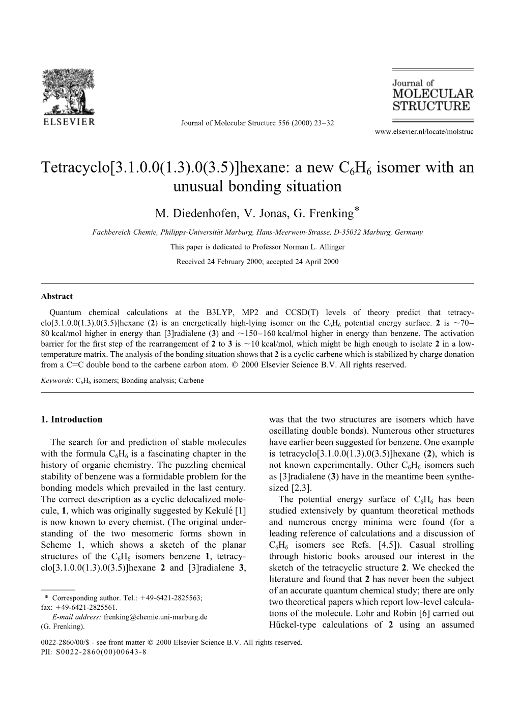 Hexane: a New C6H6 Isomer with an Unusual Bonding Situation