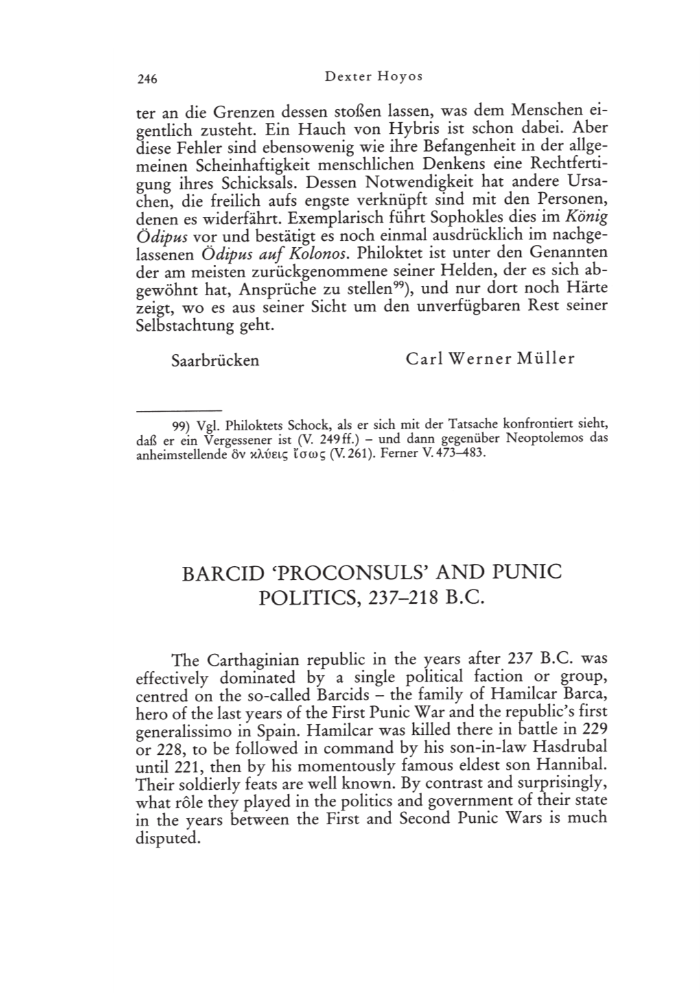 Barcid 'Proconsuls' and Punic Politics, 237-218 B.C