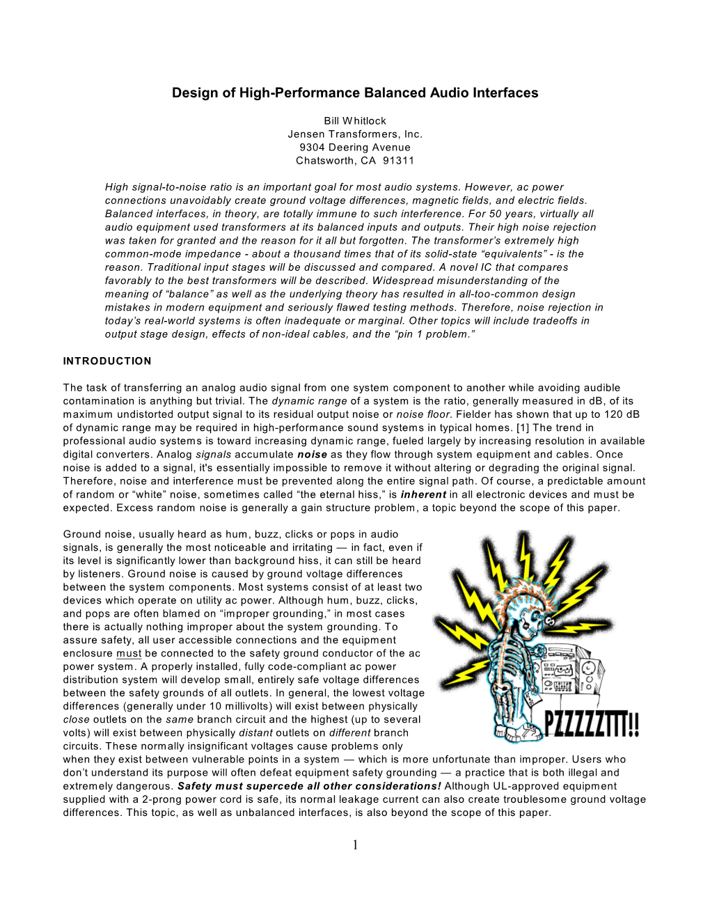 1 Design of High-Performance Balanced Audio Interfaces