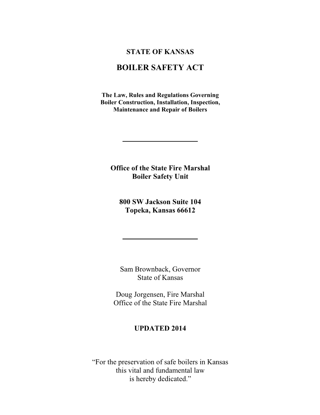 Boiler Safety Act
