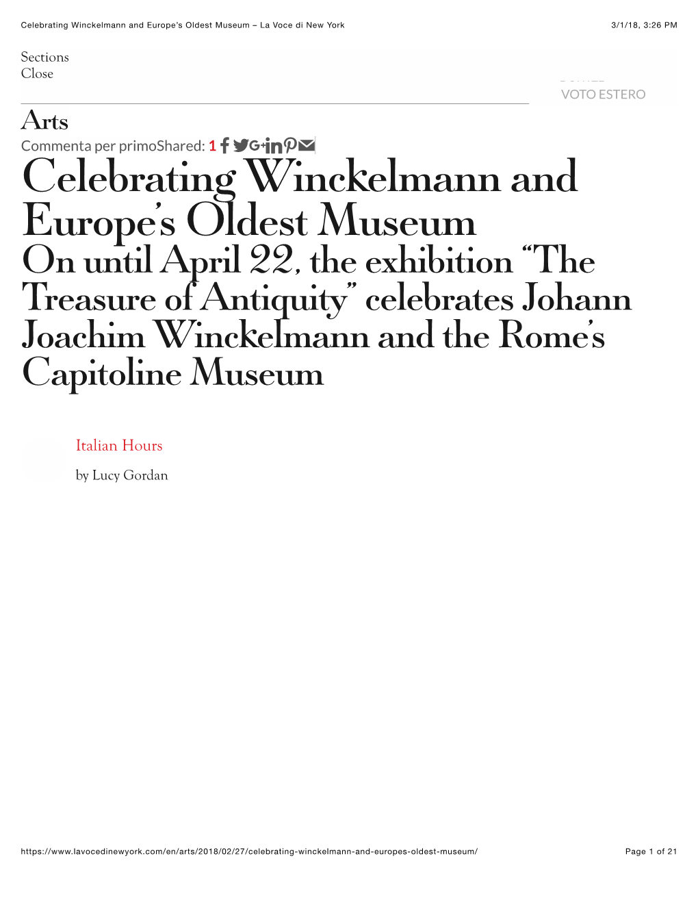 Celebrating Winckelmann and Europe's Oldest