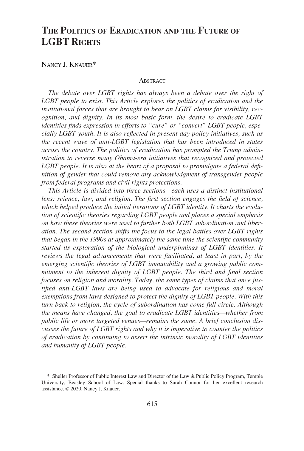 The Politics of Eradication and the Future of Lgbt Rights