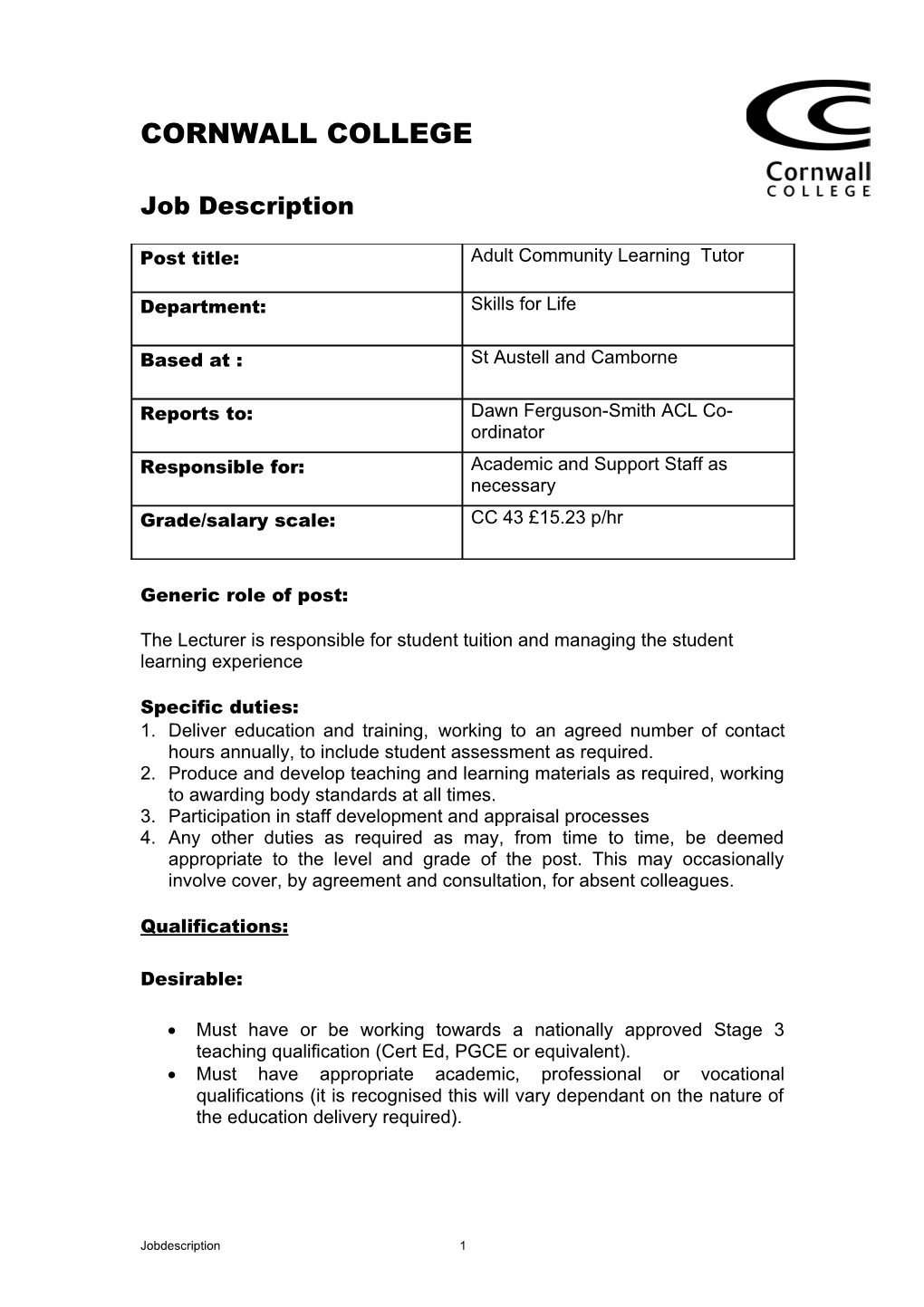 Job Description Template s7