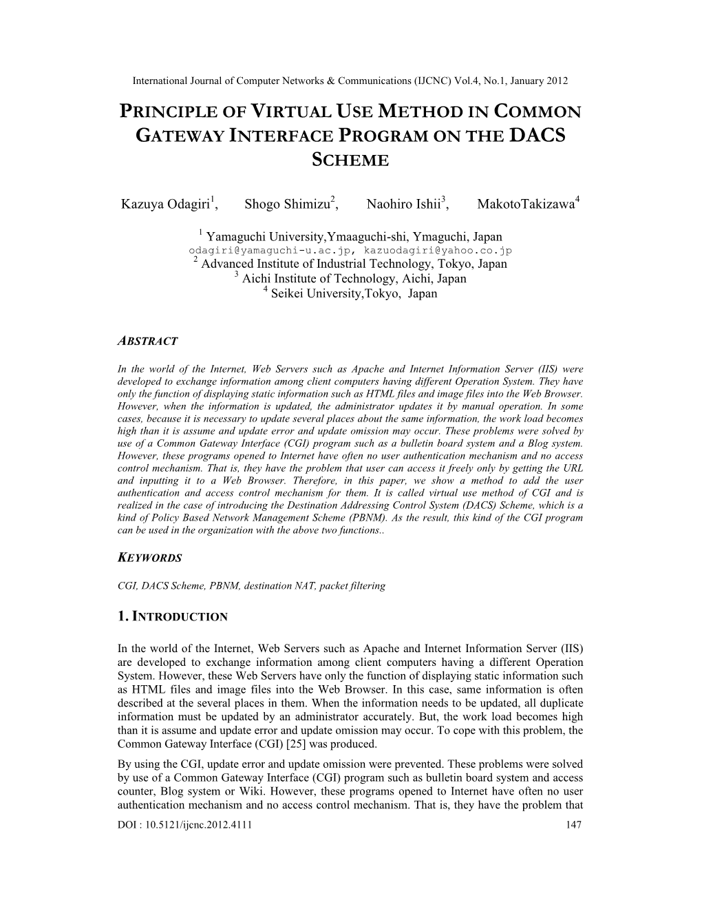 Principle of Virtual Use Method in Common Gateway Interface Program on the Dacs Scheme