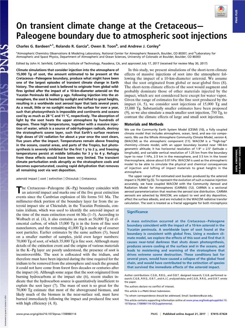 On Transient Climate Change at the Cretaceous−Paleogene Boundary