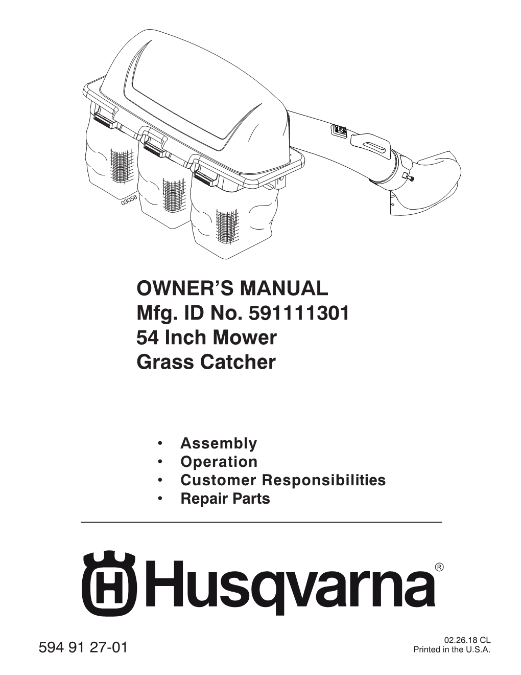 OWNER's MANUAL Mfg. ID No. 591111301 54 Inch Mower Grass