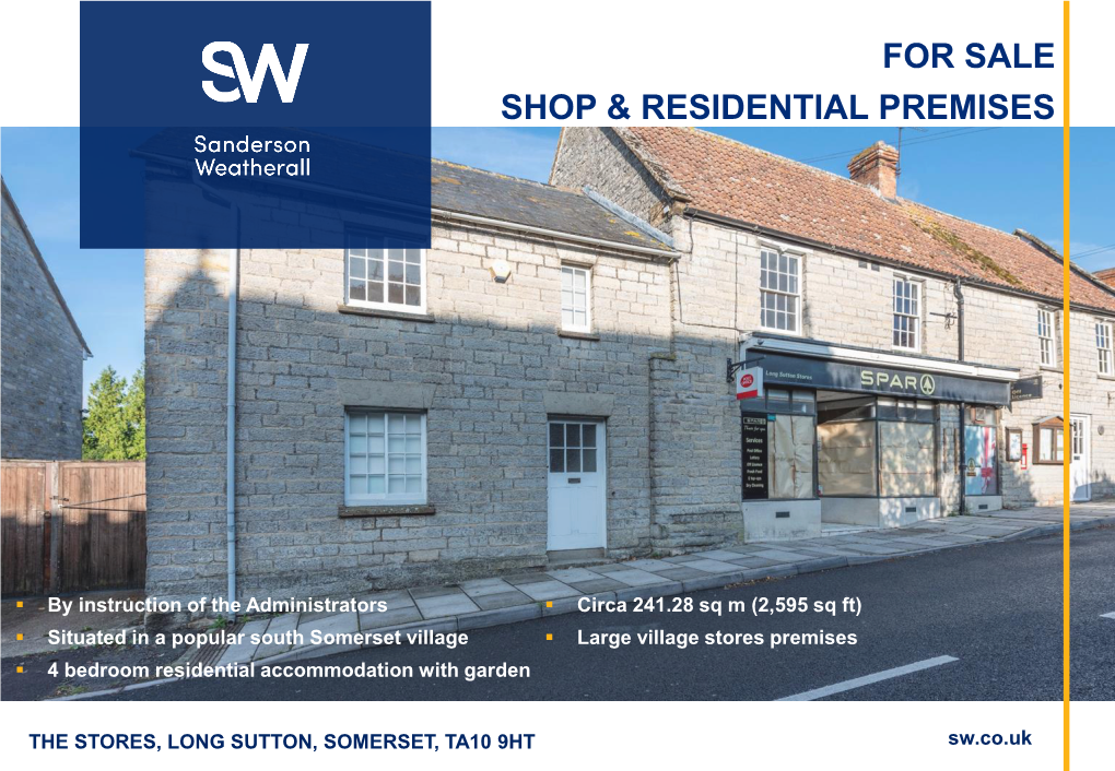 For Sale Shop & Residential Premises