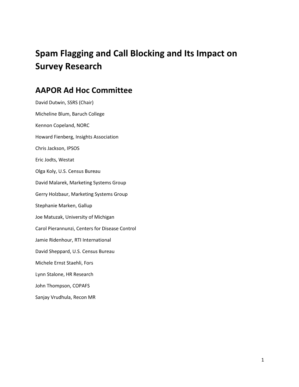 Spam Flagging and Call Blocking and Its Impact on Survey Research