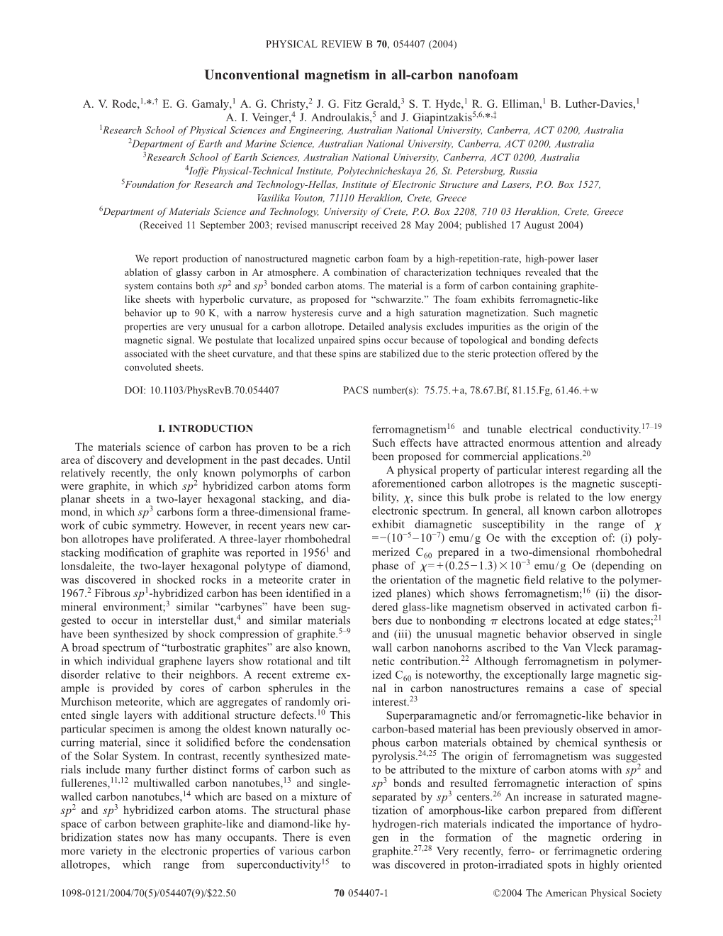 Unconventional Magnetism in All-Carbon Nanofoam