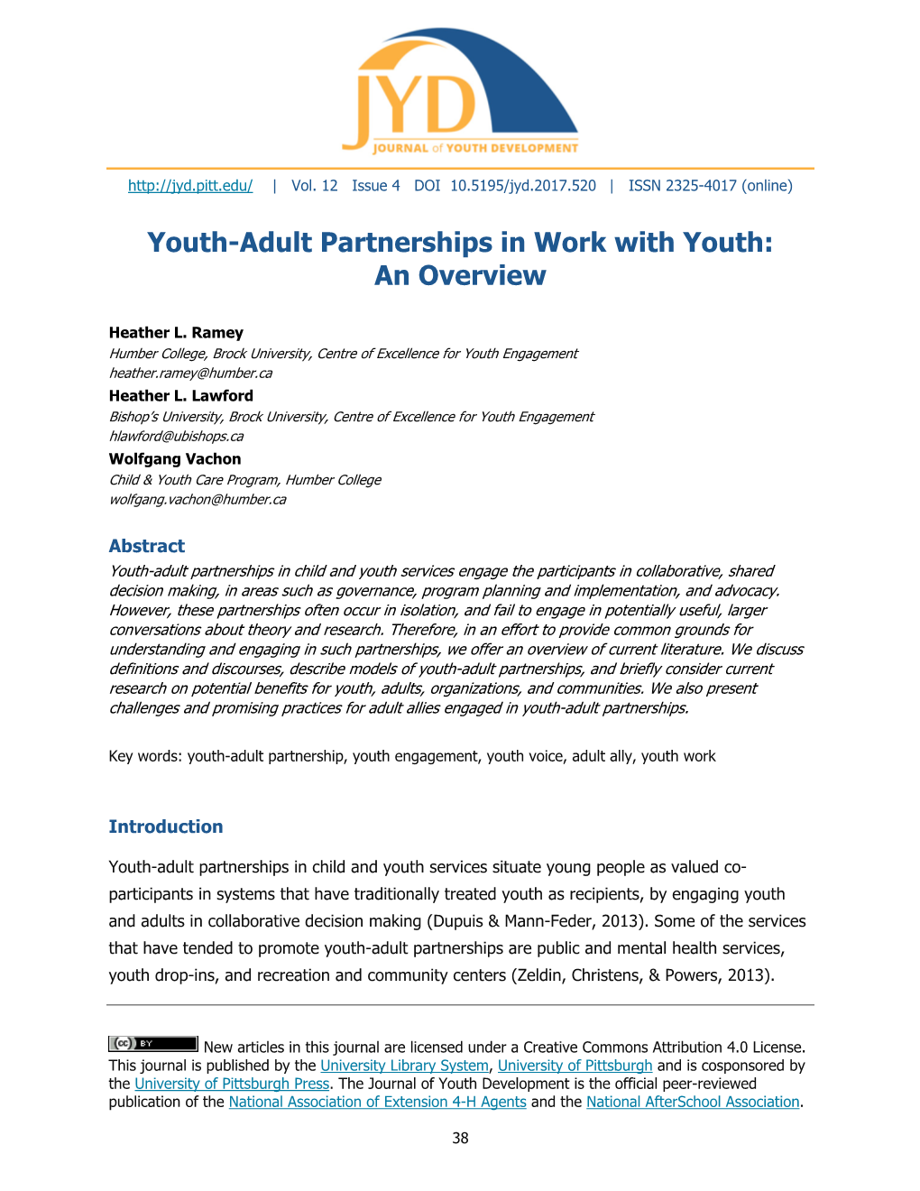 Youth-Adult Partnerships in Work with Youth: an Overview