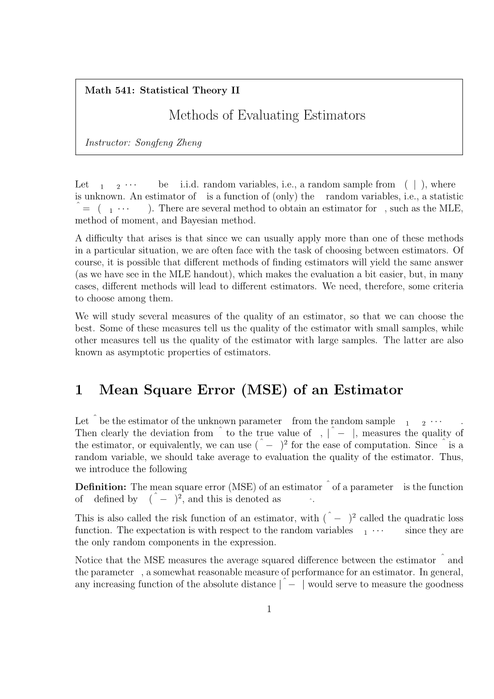 (MSE) of an Estimator