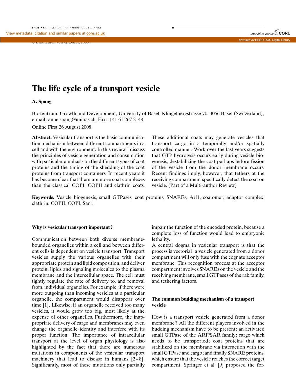 The Life Cycle of a Transport Vesicle