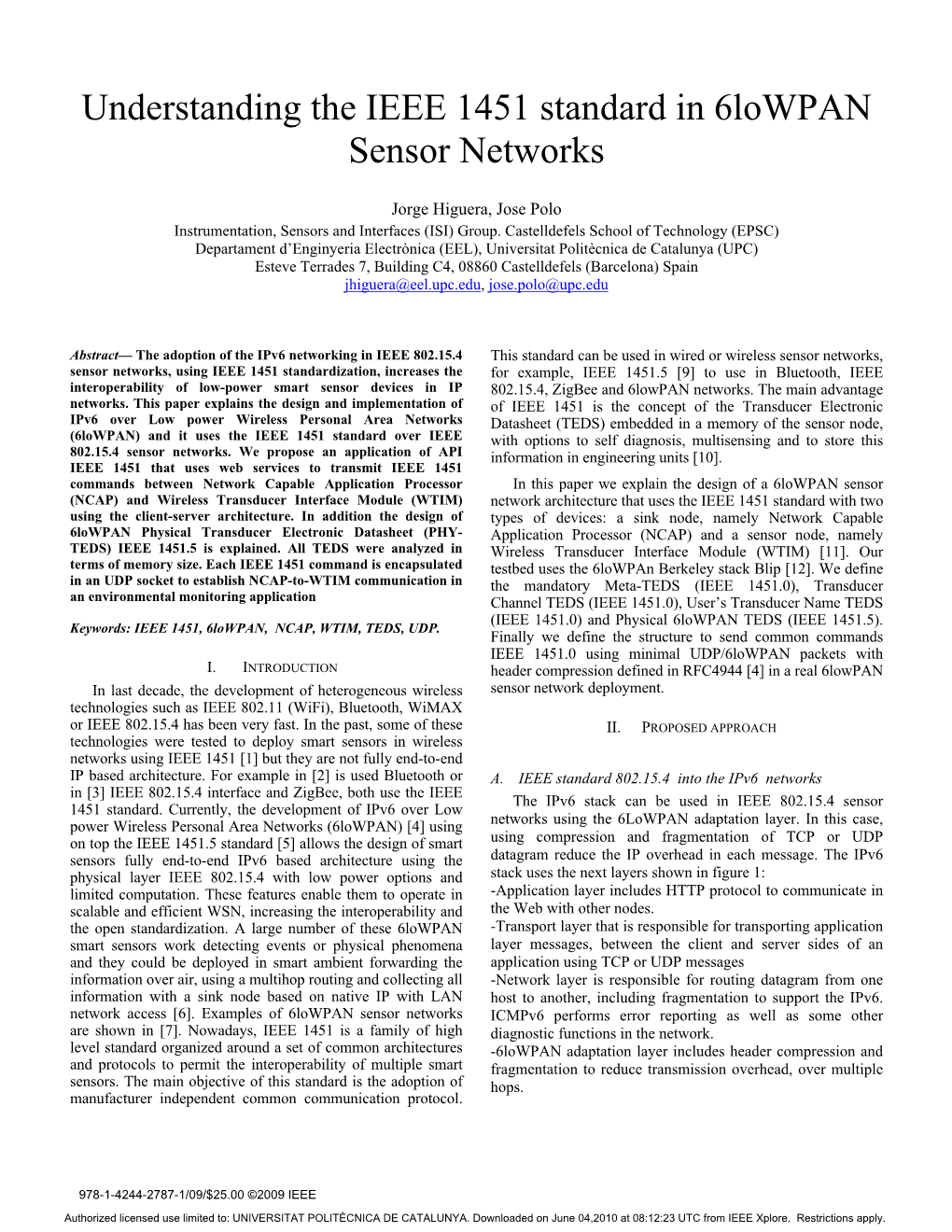 Understanding the IEEE 1451 Standard in 6Lowpan Sensor Networks