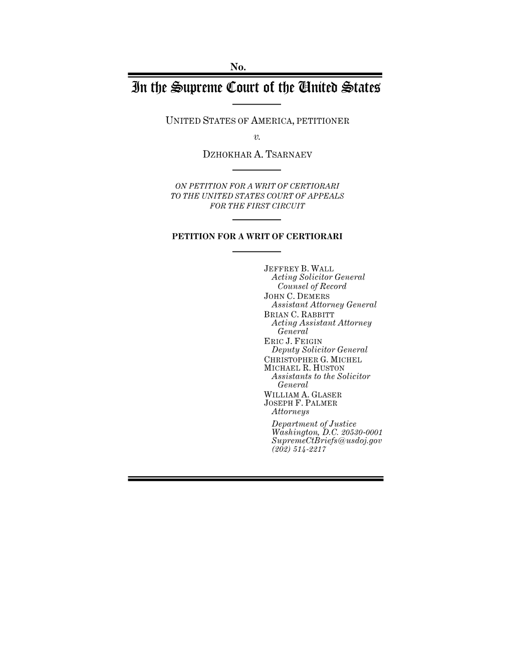 Petition for a Writ of Certiorari to the United States Court of Appeals for the First Circuit