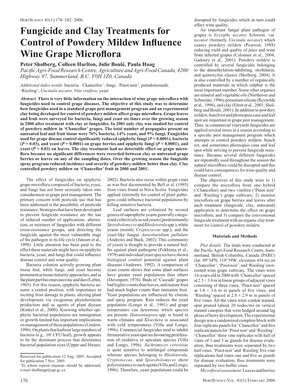 Fungicide and Clay Treatments for Control of Powdery Mildew