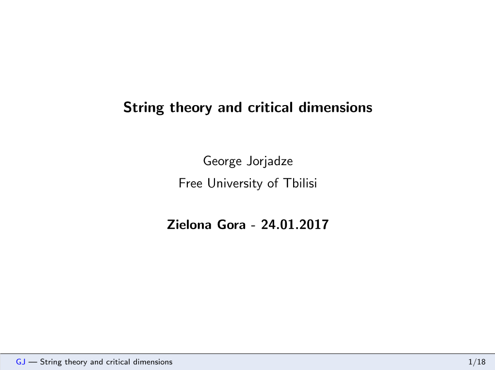 String Theory and Critical Dimensions