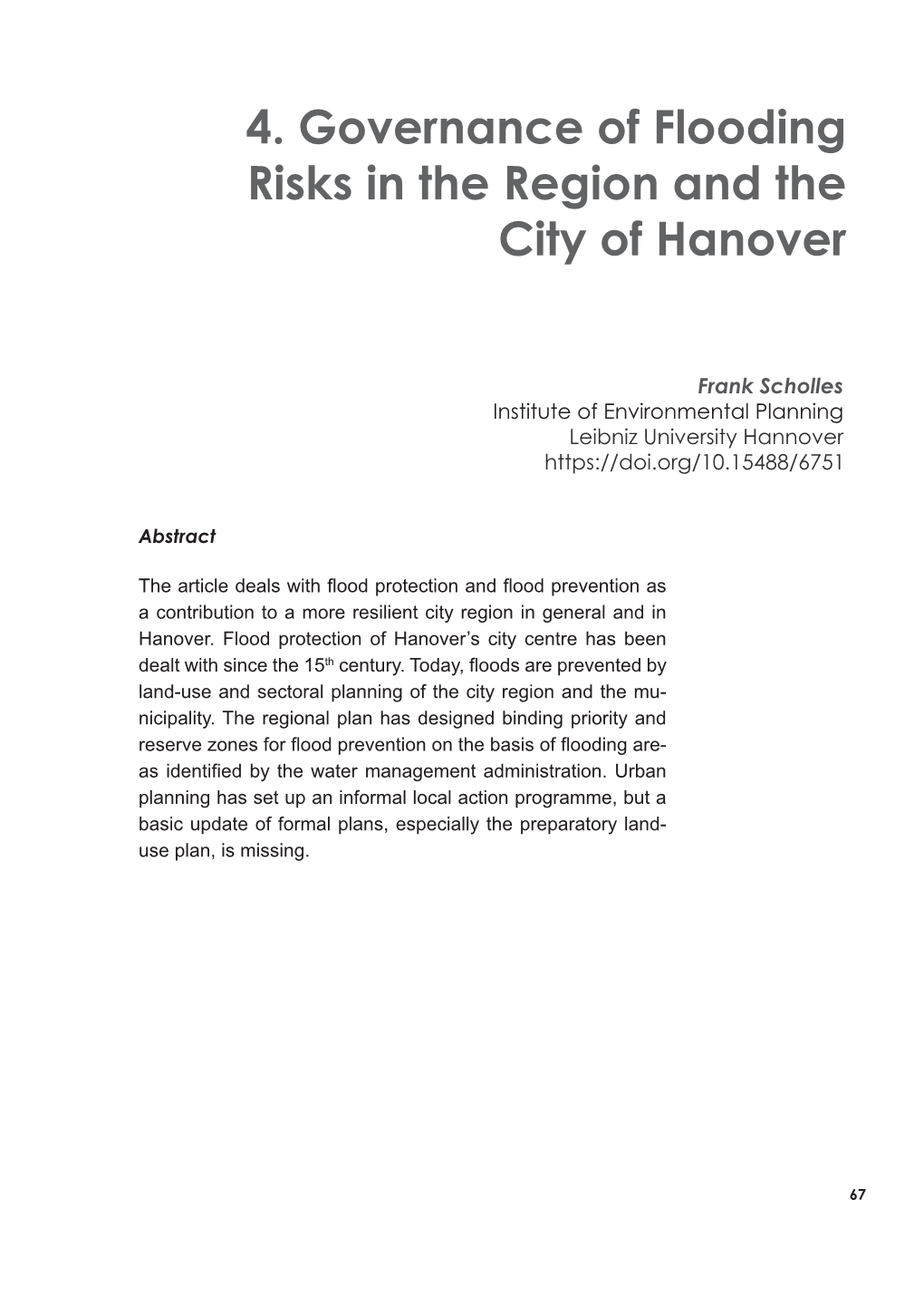 4. Governance of Flooding Risks in the Region and the City of Hanover