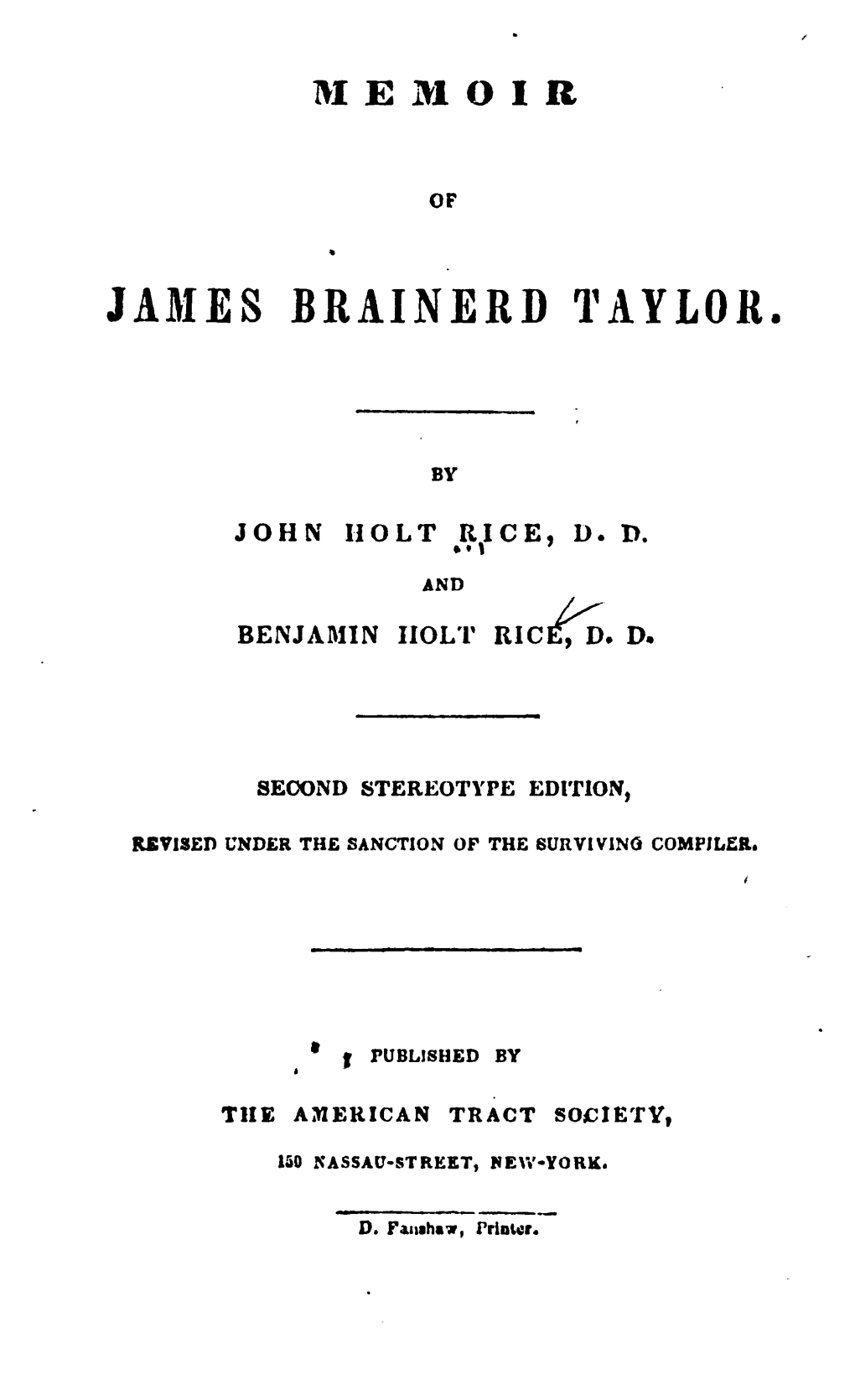 Memoir of James Brainerd Taylor