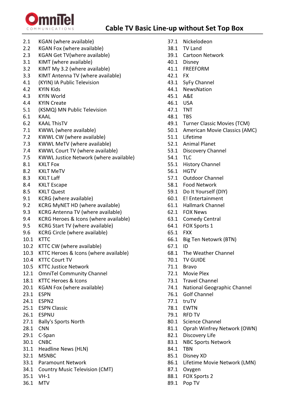 CATV Channel Guide