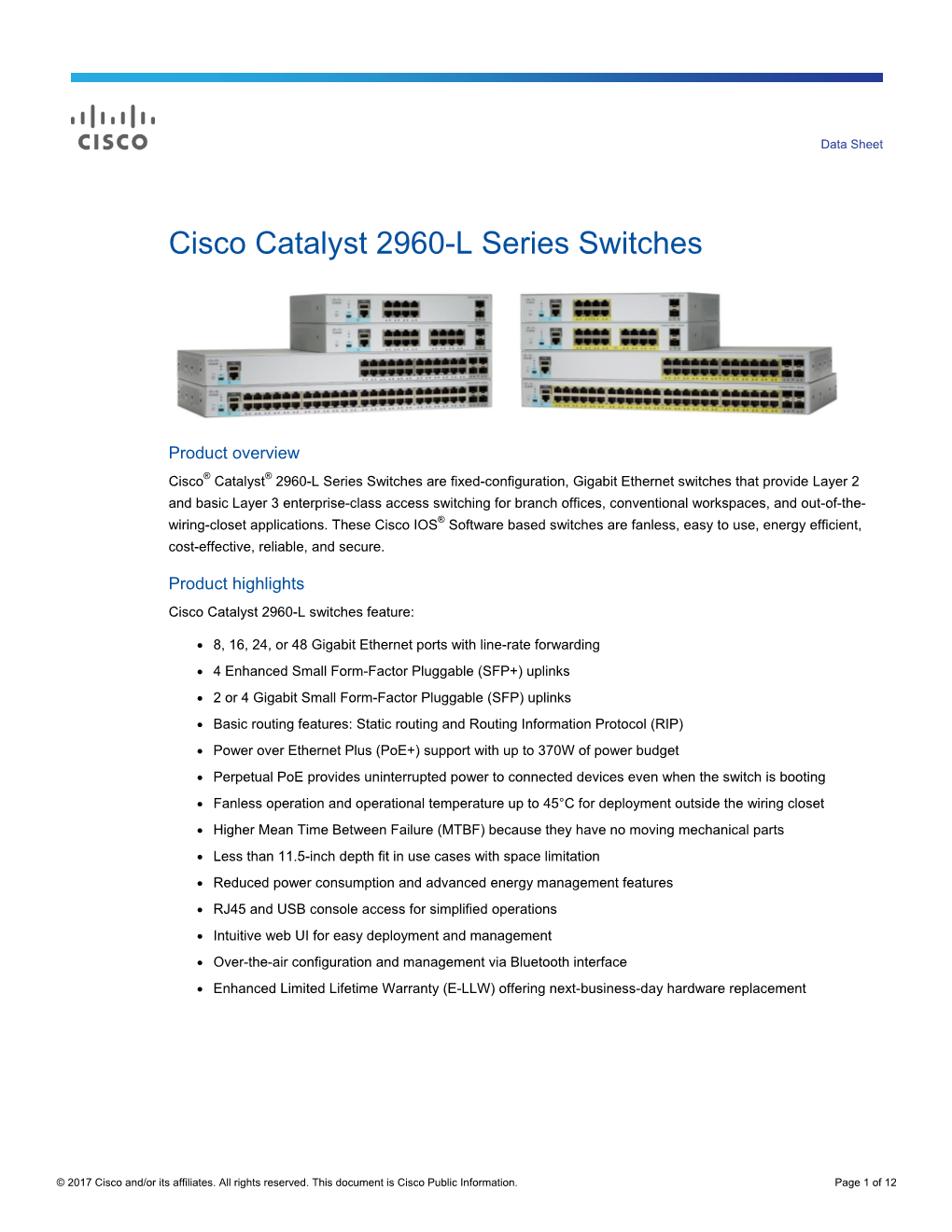 Cisco Catalyst 2960-L Series Switches Data Sheet